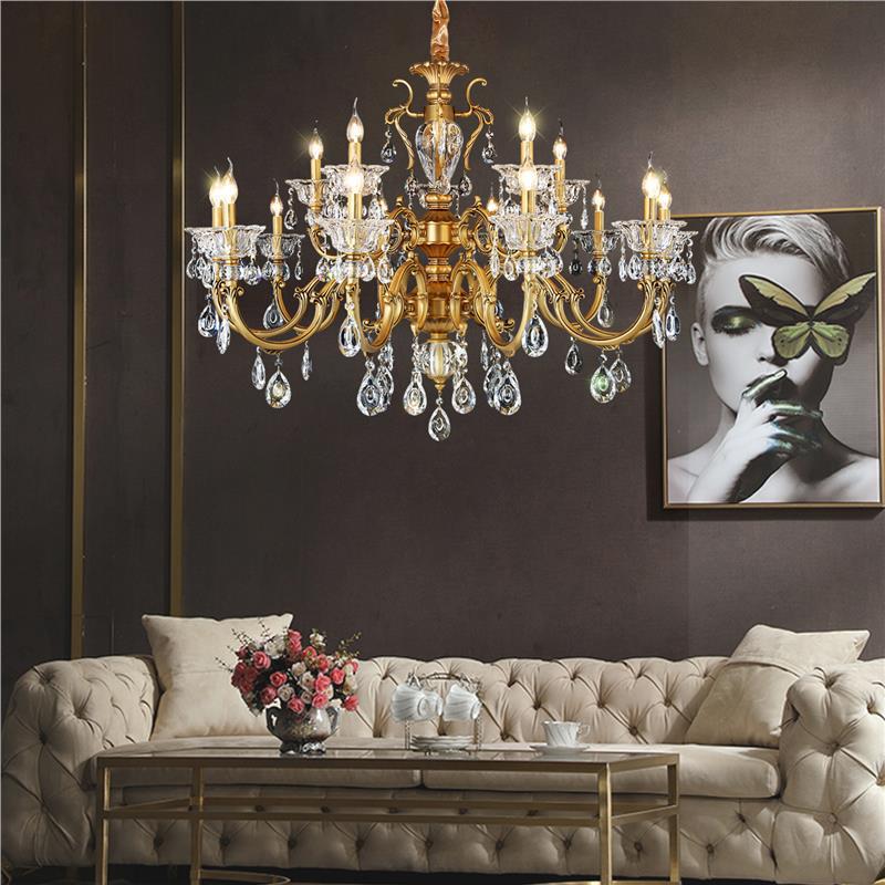 French Copper & K9 Crystal Chandelier