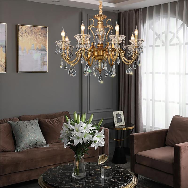 French Copper & K9 Crystal Chandelier
