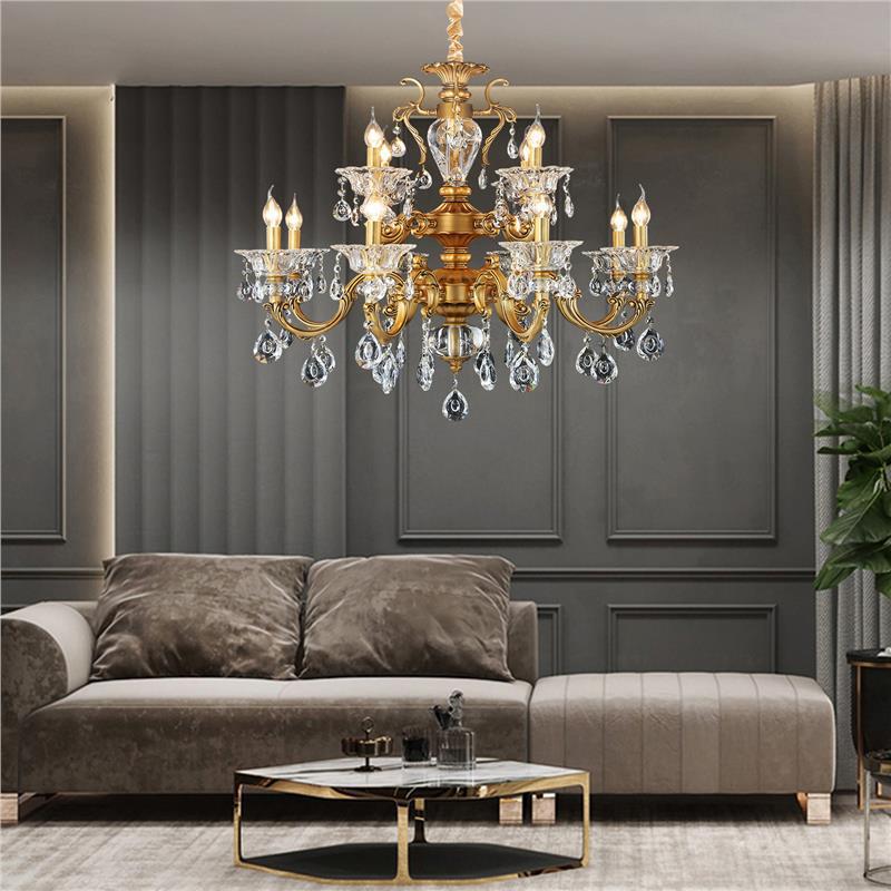 French Copper & K9 Crystal Chandelier