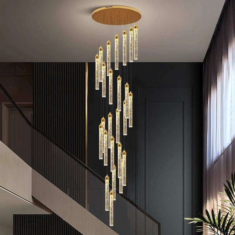 Crystal Bubble Stick Staircase Chandelier