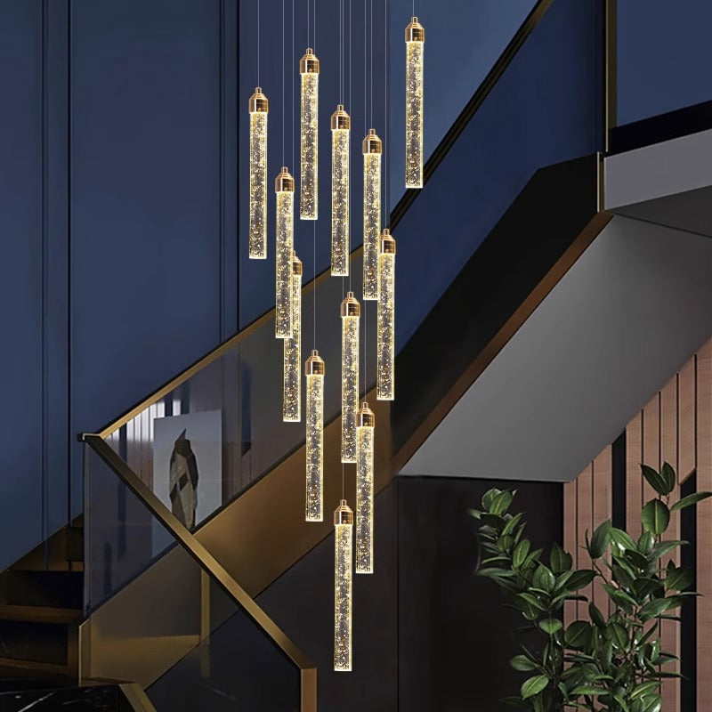Crystal Bubble Stick Staircase Chandelier
