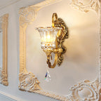 Vintage Copper Wall Sconce with Crystal Accent