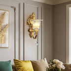 Vintage Copper Wall Sconce with Crystal Accent