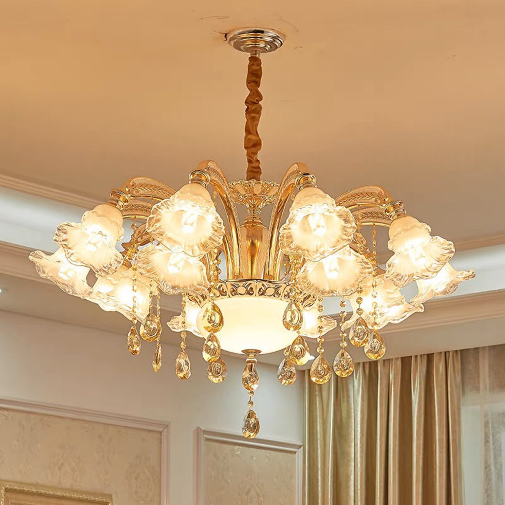 European Crystal Chandelier with Curved Arms