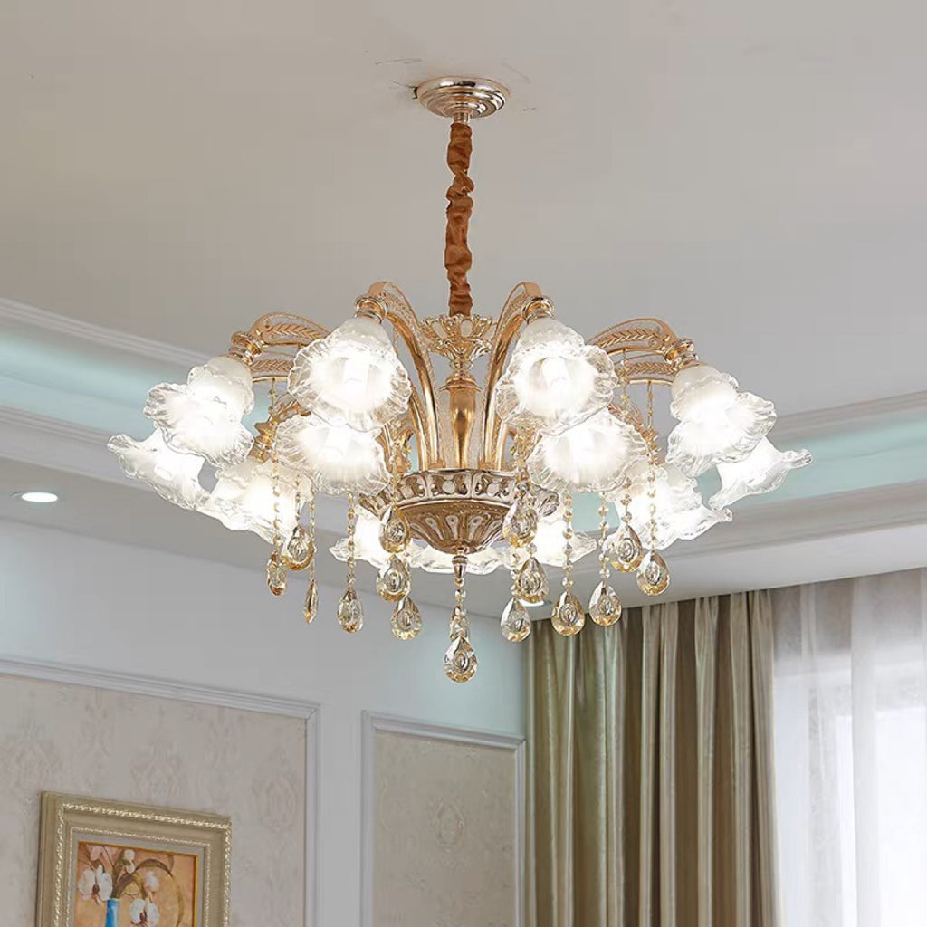 European Crystal Chandelier with Curved Arms