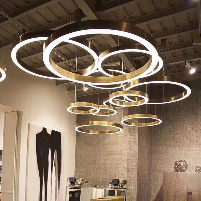 Modern Gold Halo Ring Pendant Light