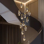 Multi-Light Crystal Staircase Chandelier