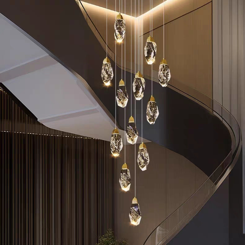 Multi-Light Crystal Staircase Chandelier