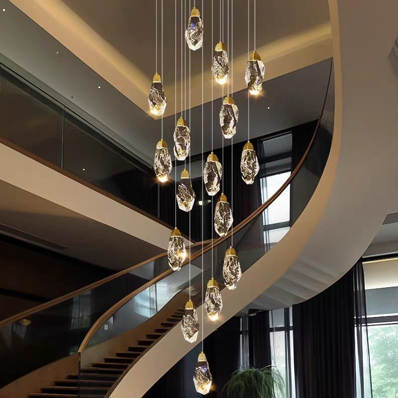 Multi-Light Crystal Staircase Chandelier