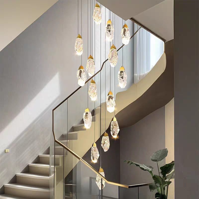 Multi-Light Crystal Staircase Chandelier