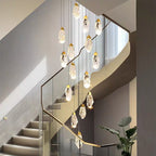 Multi-Light Crystal Staircase Chandelier