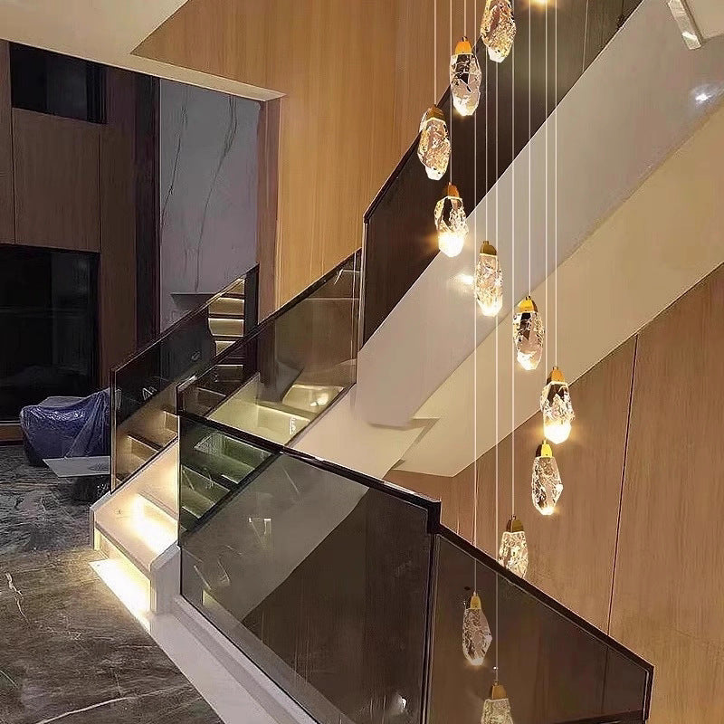 Multi-Light Crystal Staircase Chandelier