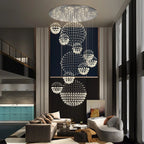 Cascading Crystal Sphere Staircase Chandelier