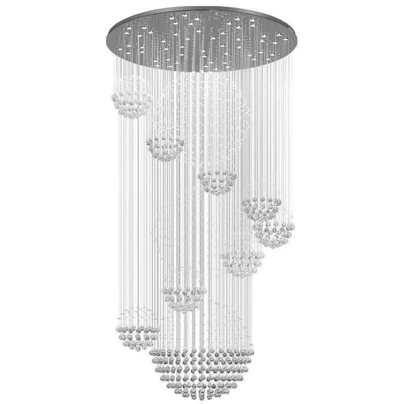 Cascading Crystal Sphere Staircase Chandelier