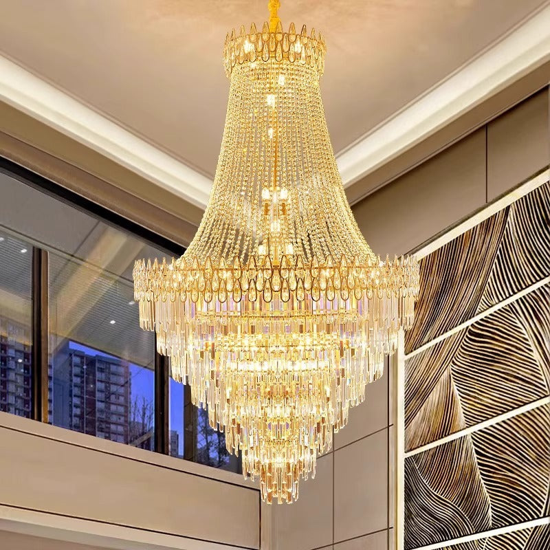 Large Layered Crystal Chandelier