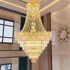 Large Layered Crystal Chandelier