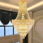 Large Layered Crystal Chandelier
