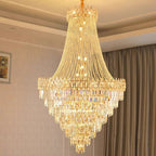 Large Layered Crystal Chandelier