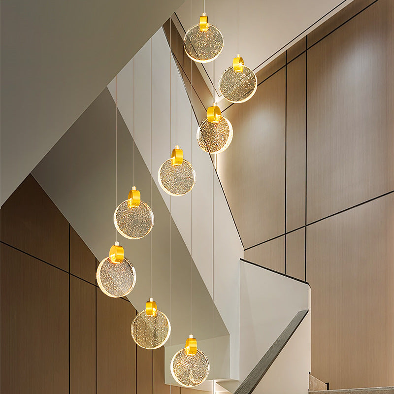 Crystal Bubble Multi-Pendant Staircase Chandelier