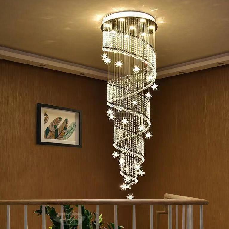 Spiral Crystal Chandelier with Star Accents