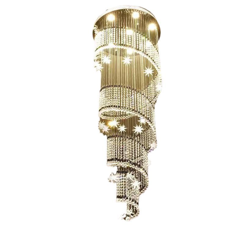 Spiral Crystal Chandelier with Star Accents