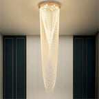 Long Crystal Waterfall Staircase Chandelier