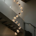 Crystal Cube Multi-Pendant Staircase Chandelier