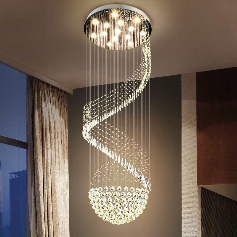 Modern Long Spiral Crystal Chandelier