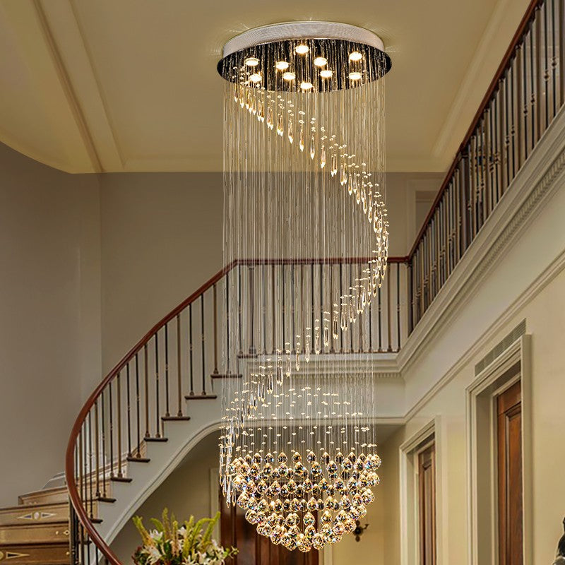 Modern Long Spiral Crystal Chandelier