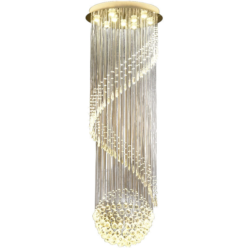 Modern Long Spiral Crystal Chandelier