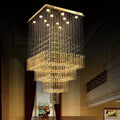 Square Crystal Waterfall Staircase Chandelier