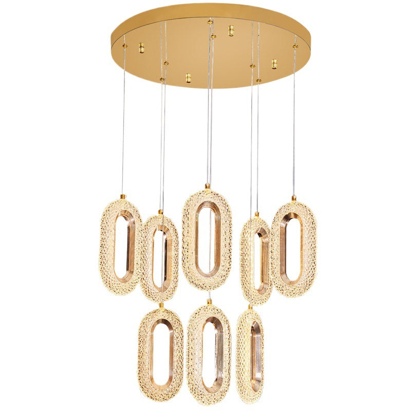 Oval Ring Crystal Staircase Chandelier