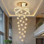 Crystal Ring & Globe Staircase Chandelier