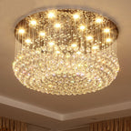 Round Crystal Flush Mount Chandelier