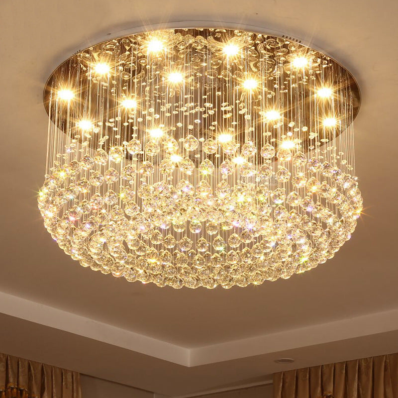 Round Crystal Flush Mount Chandelier