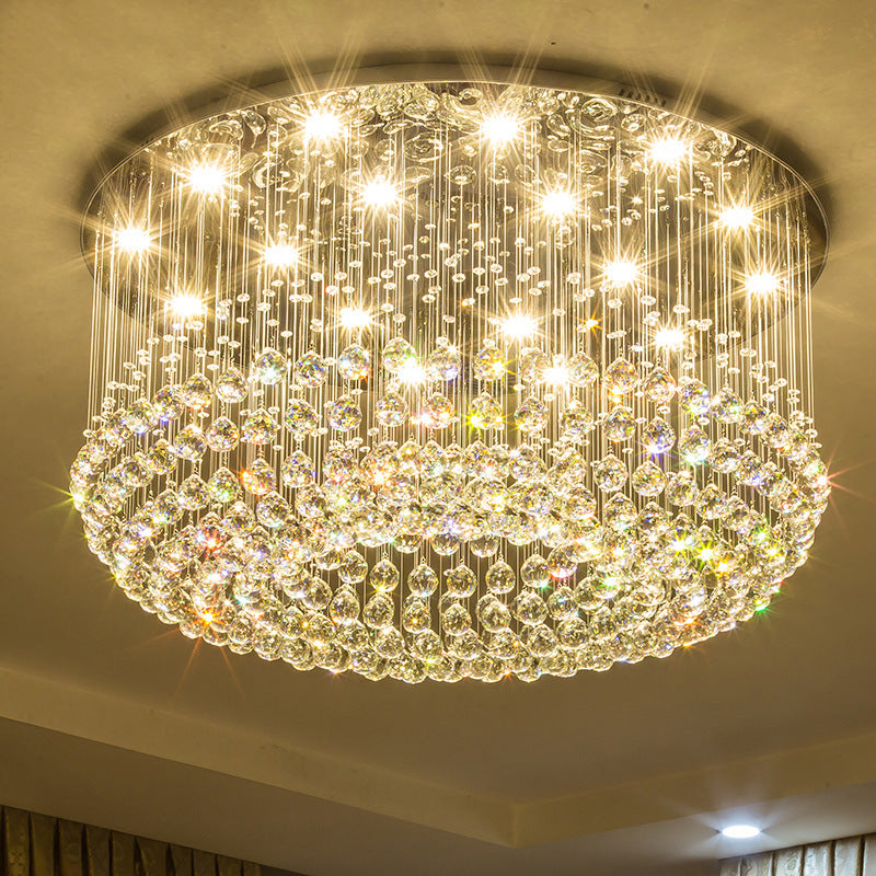 Round Crystal Flush Mount Chandelier