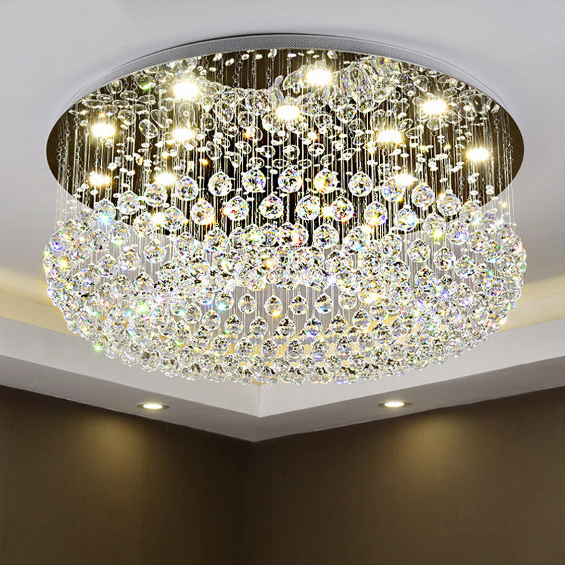 Round Crystal Flush Mount Chandelier