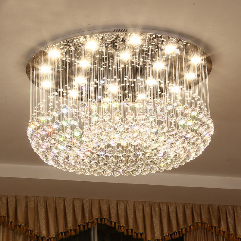 Round Crystal Flush Mount Chandelier