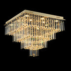 Square Crystal Flush Mount Chandelier
