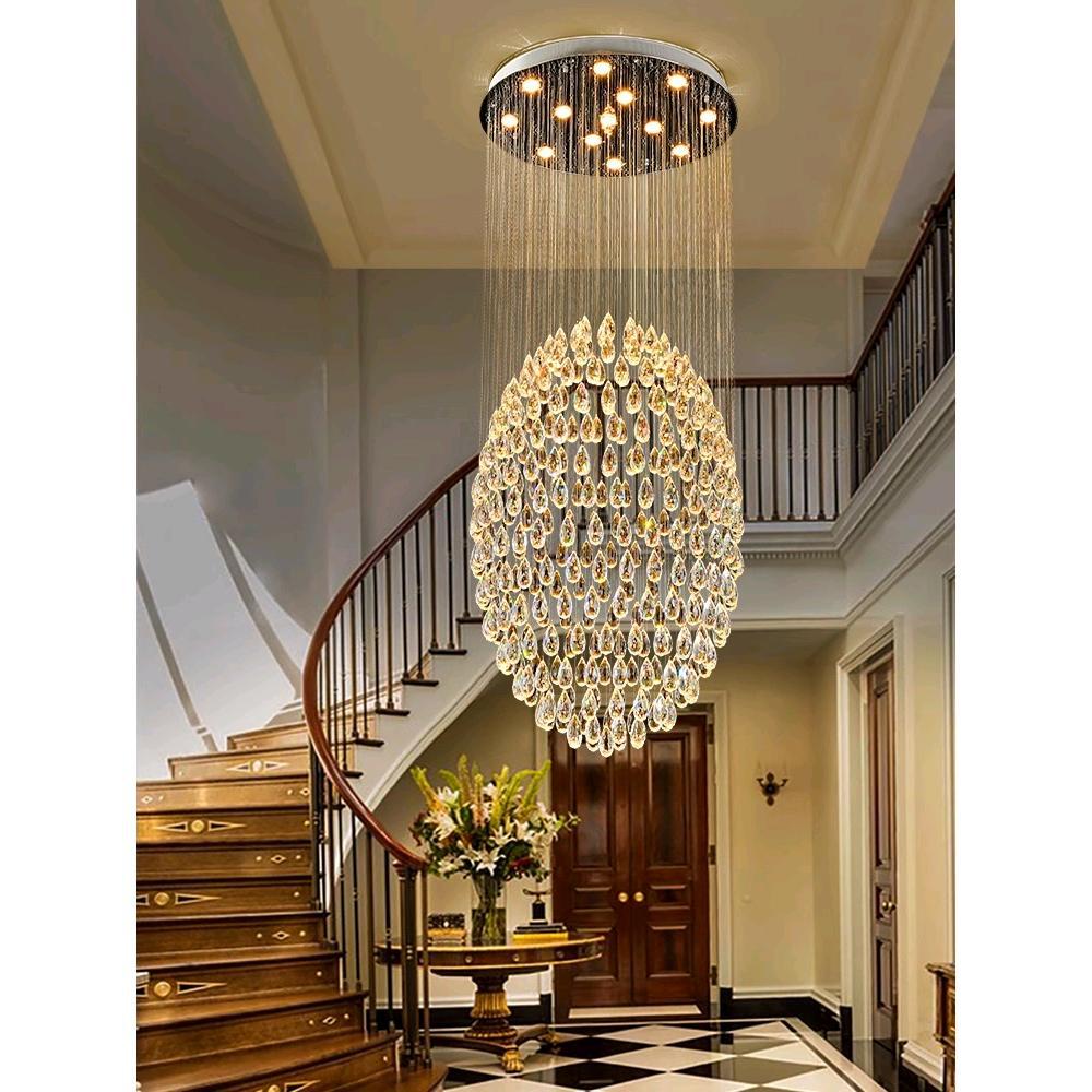 Globe-Shaped Crystal Waterfall Chandelier