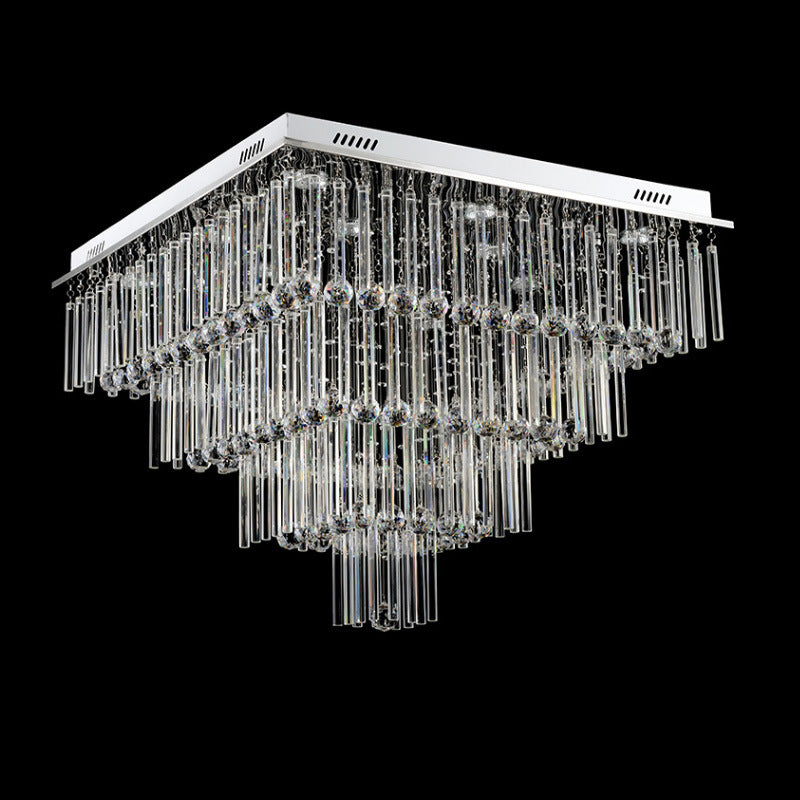 Square Crystal Flush Mount Chandelier