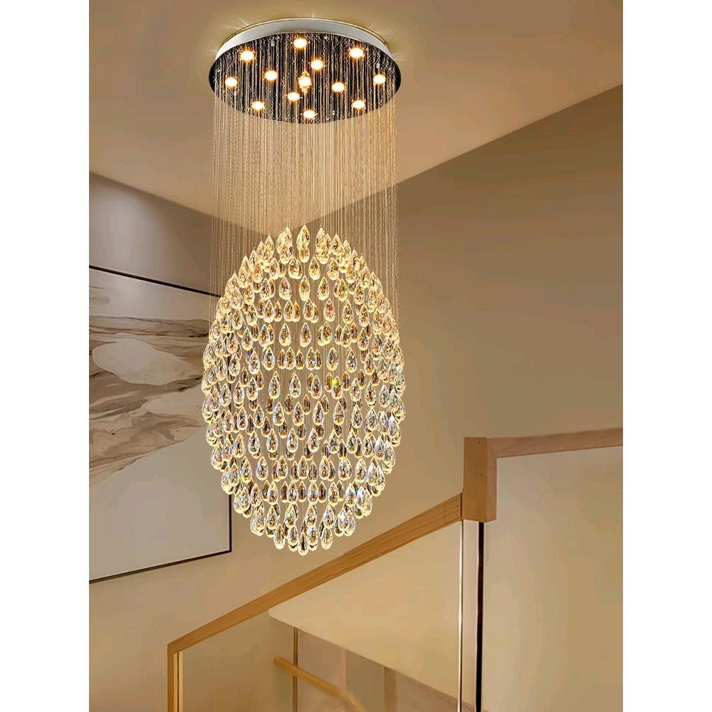 Globe-Shaped Crystal Waterfall Chandelier