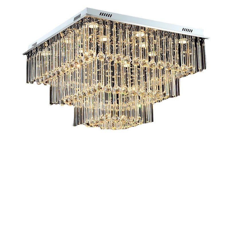 Square Crystal Flush Mount Chandelier