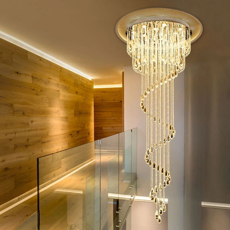 Spiral Waterfall Crystal Foyer Chandelier