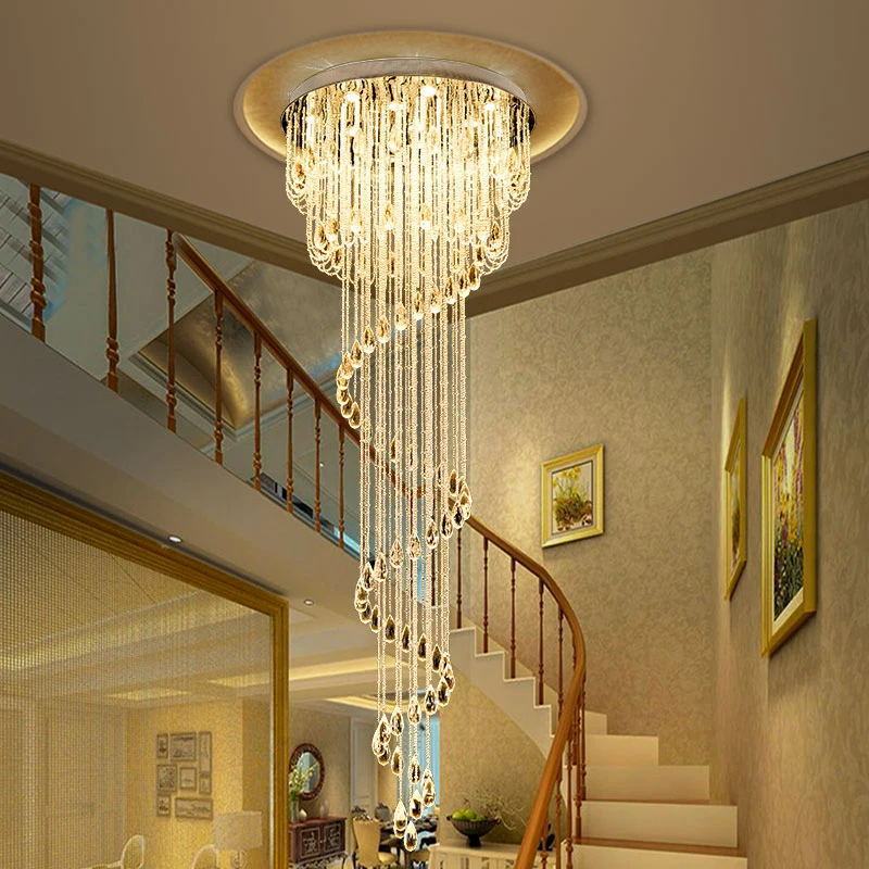 Spiral Waterfall Crystal Foyer Chandelier