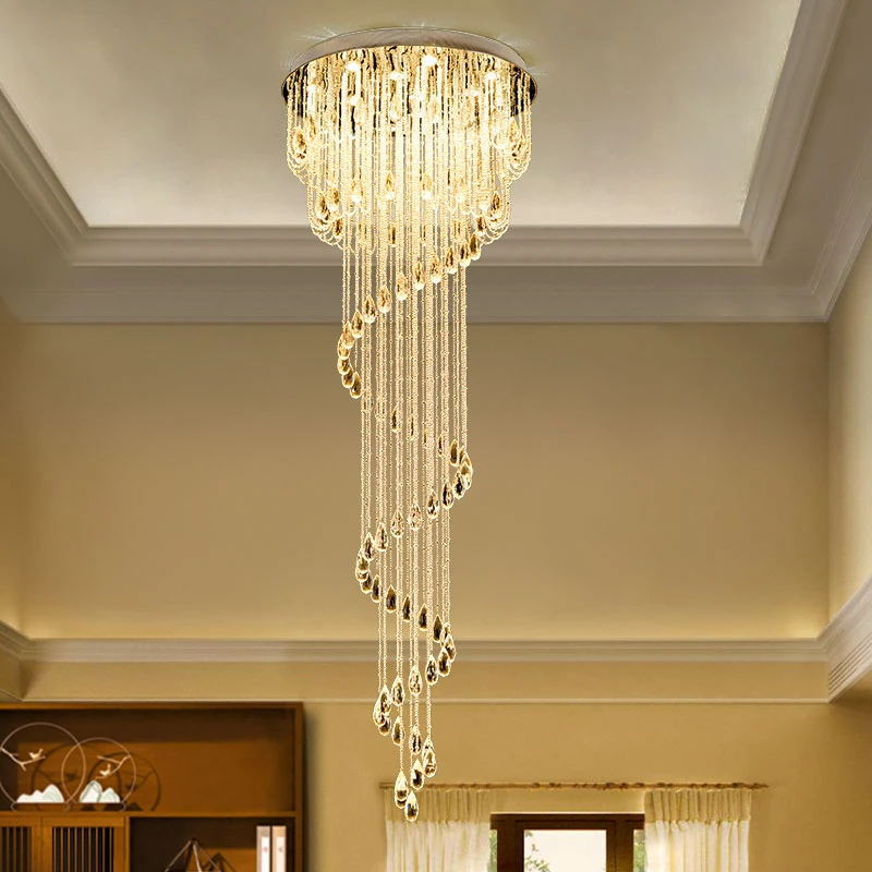 Spiral Waterfall Crystal Foyer Chandelier