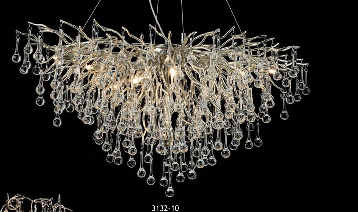 3132-10 clear glass chandelier full view
