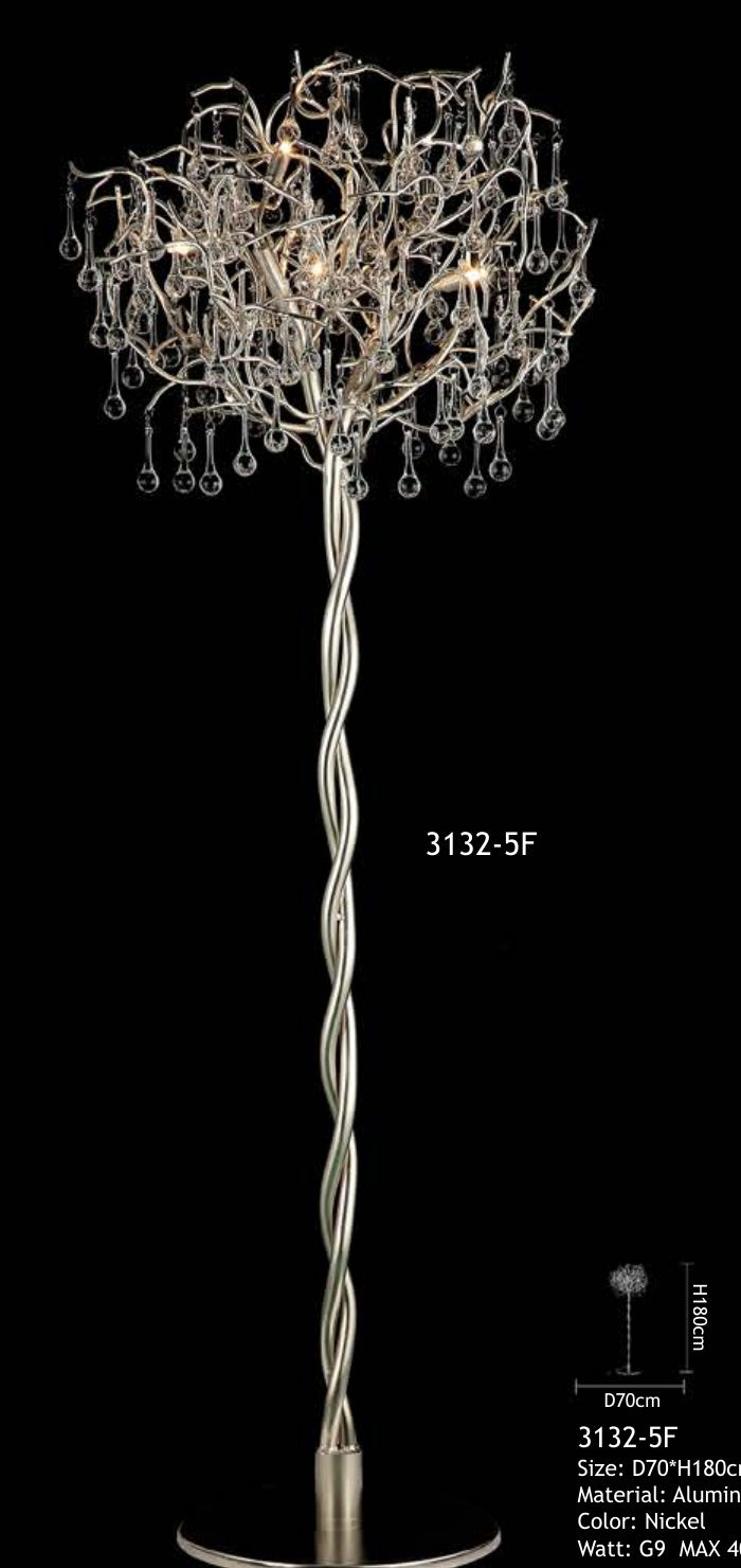 3132-5F clear glass floor lamp full view