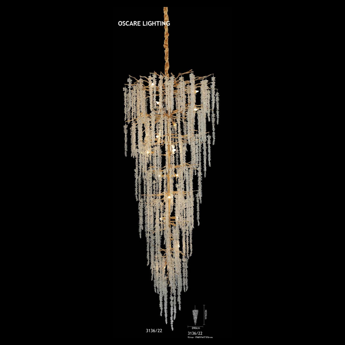 3136/22 crystal branch chandelier full view