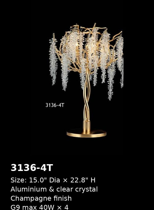 3136-4T table lamp full view with specifications